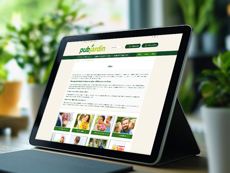 site internet Pub Jardin B2C Communication création site web publicité jardinerie pépinière commerce végétal